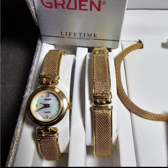 Gruen Ladies Quartz Watch GR7991 Working Set With Bracelet Necklace And Earrings - Picture 3 of 12